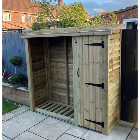 Wooden Garden Heavy Duty Logstore With Tool Shed 6X6 (Height Ft X Width Ft)
