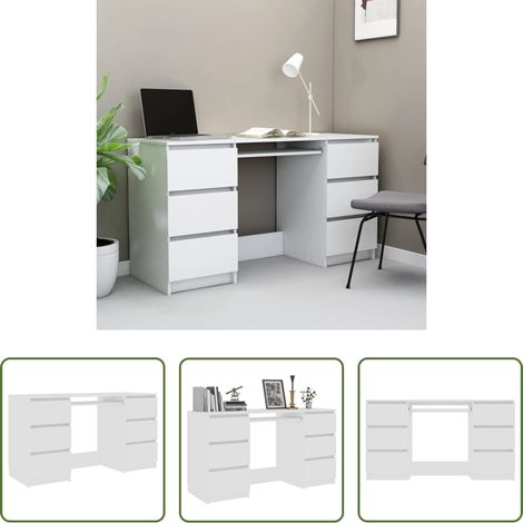 vidaXL Bureau compact -  Bureau Blanc 140x50x77 cm Bois d'ingénierie (1/5)