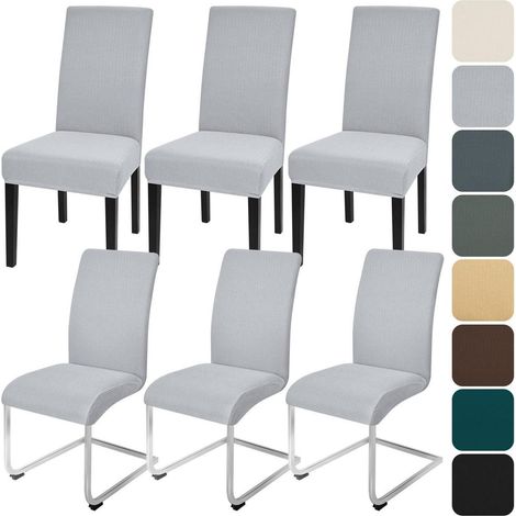 Stuhlhussen 6er Set für Esszimmerstühle, Universal, Stretch, waschbar, hellgrau (1/5)