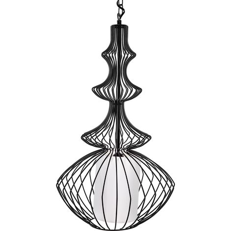 Lámpara de techo colgante pantalla de jaula abierta de metal negro glamour industrial Kolva