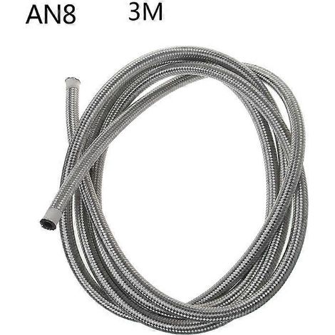 Tuyau de frein en acier inoxydable tressé 3M AN4 AN6 AN8 A-AN8 - Ligne de carburant, gaz et huile - Résistant à haute pression - Longueur 3 mètres (1/4)