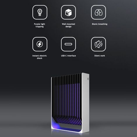 Lampe anti-moustique à décharge électrique Physique Bionic Violet Lumière Verticale Murale Intérieur Extérieur pour Mère Bébé Rechargeable noir avec batterie (1/5)