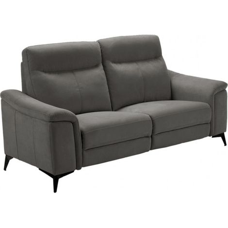 Canapé de relaxation électrique microfibre Kuiza-Gris foncé-3 places relax électrique