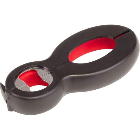 Abridor multiusos, interior de goma, 14 x 6 cm, acero inoxidable/plástico, negro/rojo (1/5)