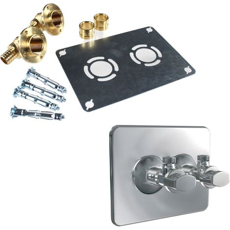 Kit Robifix + cache poli avec ses robinets (Évier / Lavabo) 50mm PER Ø16 - Femelle 1/2" (15/21) à glissement - Watts (1/3)