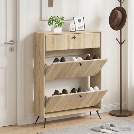 vidaXL Shoe Cabinet BREDA 78 x 24 x 103 cm Engineered Wood Sonoma Oak (1/5)