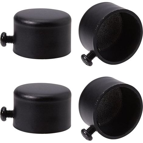 4 remates para barra de cortina, de metal negro con tornillos, cilíndricos de 28 mm, para decoración de hogar y oficina.