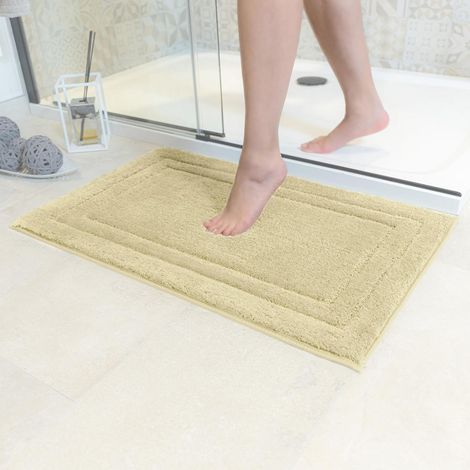 1 Tapis De Bain Antidérapant Microfibre Super Absorbant Lavable Machine Pour Salle De Bain Douche Beige 50x80 Cm