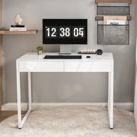 Bureau coloris blanc en acier MDF 100 x 50 x 75 cm (1/5)