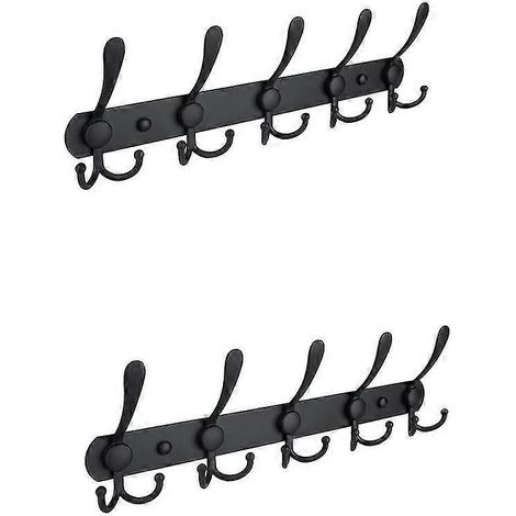 Porte-manteau mural suspendu, porte-manteau sur pied pour vestes, manteaux et chapeaux, idéal pour la chambre, crochets noirs (1/5)