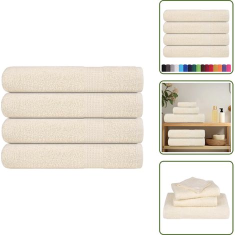 The Living Store Handtücher FROGN 4 Stk. Creme 100x200 cm 360 g/m² - Baumwolle (1/5)
