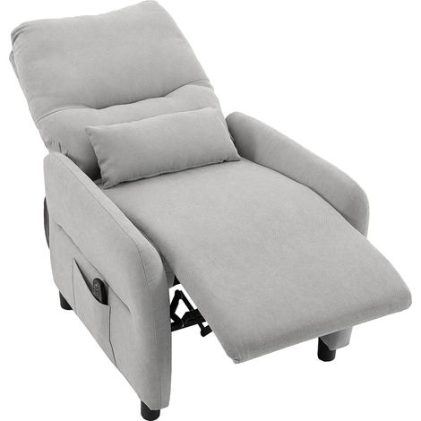 Fauteuil relax massage 8 points vibration, 4 dossier 2 assise 2 repose-pieds, 3 modes, 3 intensites, minuteur 15 30 60, chaleur lombaire, inclinaison manuelle 135 degres, coussin lombaire, tissu boucl (1/5)