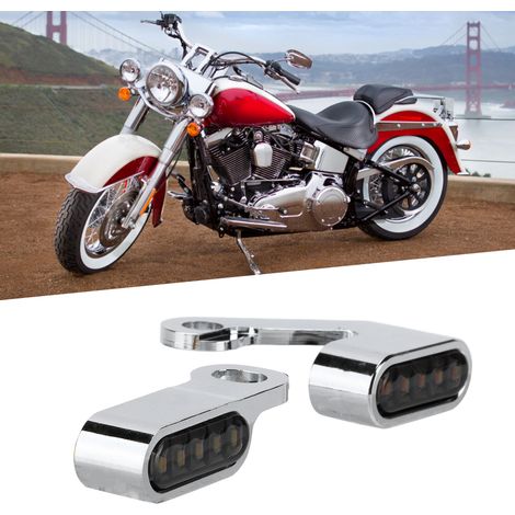 2PCS Phare LED de Virage pour Moto, Résistant à la Corrosion en Alliage d'Aluminium, Accessoire Moto Coque Argentée Miroir Noir (1/5)