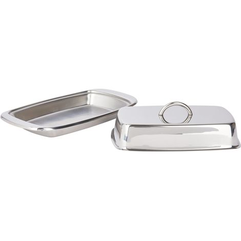 KitchenCraft Burriera con coperchio di Acciaio inox, 19,5 x 10 x 8 cm