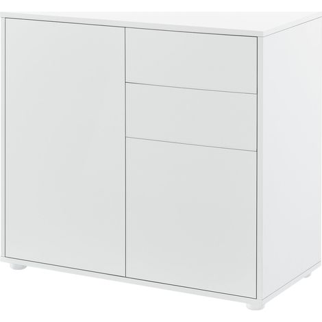Cassettiera con 2 cassetti 2 ante 74 x 79 x 36 cm bianco opaco 030006818