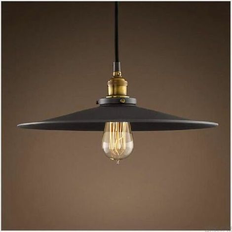 36 cm E27 Retro-Industrie-Pendelleuchte, schwarzer Lampenschirm, Deckenleuchte für Wohnzimmer, Küche, Bar, 1 Stück, Sunny (1/3)