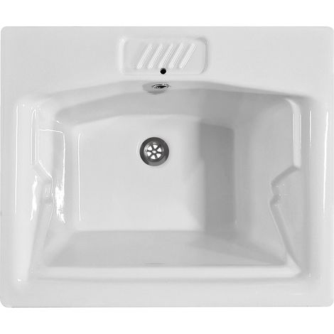 Lavatoio in ceramica 61x51 NILO con Mobile Domina Bianco (1/5)