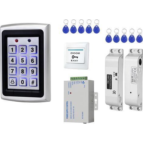 1 Kit Contrôle Accès Clavier Métallique 1000 Utilisateurs Serrure Électrique 12V Bouton Sortie RFID Maison Bureau