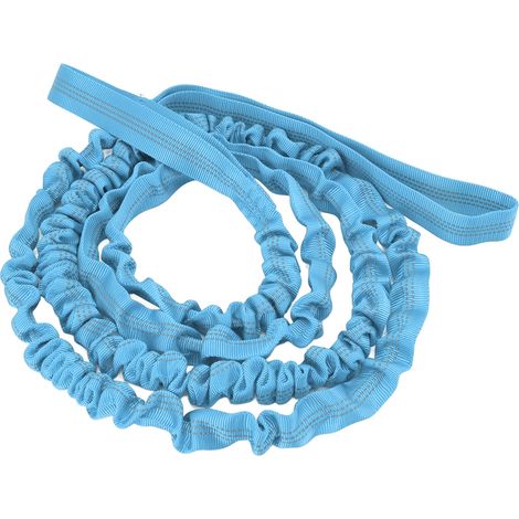 Barre de remorquage pour vélo en nylon extensible, longueur naturelle 2,7 m, corde de remorquage portable pour vélo, course et marche, bleue (1/5)