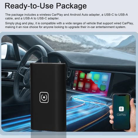 Adaptateur automatique sans fil CarPlay Android 4 en 1 Dongle de voiture pour filaire vers CarPlay/Android et IOS/Android Mirror Phone Link 5G WiFi BT Connexion USB Plug Play Factory (1/5)