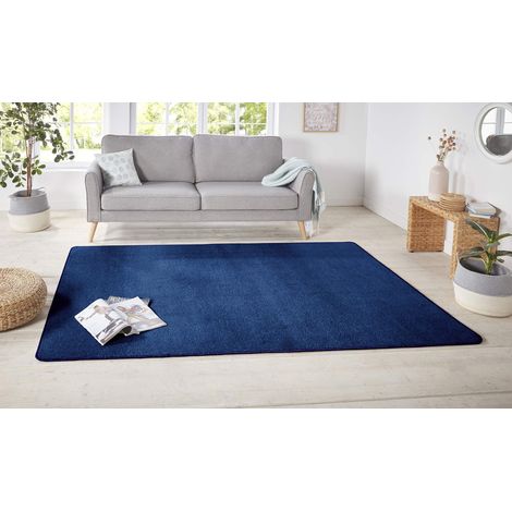 Tapis Moelleux à Poils Courts - Couleur Unie - pour Salle à Manger, Salon, Chambre d'enfant, Couloir, Chambre à Coucher, Cuisine - Bleu foncé uni - 80 x 150 cm (1/5)