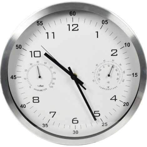 MAURY'S OROLOGIO DA PARETE IN ALLUMINIO CON BAROMETRO 30 CM