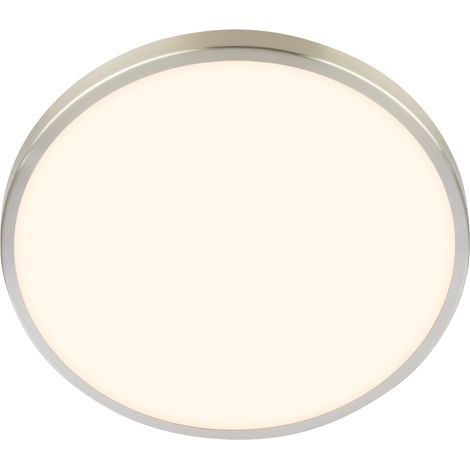 Plafonnier LED avec cache décoratif, lumière blanche chaude, 10,5 W, 1200 lm, ampoule LED, plafonnier, lampe de salon, lampe de cuisine, éclairage de plafond, 24 x 6 cm, nickel mat (1/5)