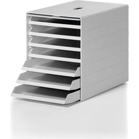 Durable cassettiera 7 cassetti con anta a scomparsa grigia - 1712001050 (1/4)