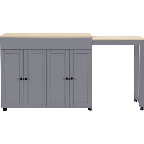 Mesa de bar extensible gris con almacenaje MDF 117 a 180 cm MODENUIT (1/5)