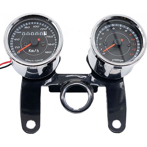 Compteur de vitesse et compte-tours rétroéclairé LED 2 en 1 pour moto (universel) (1/5)