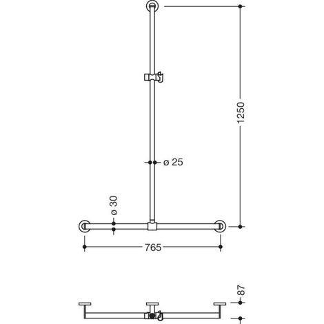 HEWI 900.35.43060 JK DUHA, ø:25/30, A1:1250. W1:765