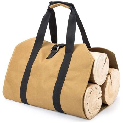 Toile Sac à Bûche Cheminée,Grande Capacité Toile Sac à Bûche Sac De Transport De Bûches En Toile Résistant à Eau Toile Bois De Chauffage Sac à Bûches Pliant pour Intérieur Cheminée Jardin (1/5)