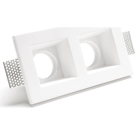 Porta Faretto Gesso Incasso Bianco 2 Luci Soffitto Quadrato Verniciabile GS-5053 (1/5)