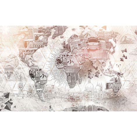 Affiche esprit collage en Papier carte du monde - 60x40cm - made in France (1/5)