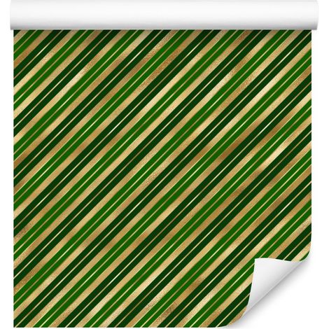 Weihnachtliche Streifentapete, Gelb und Flaschengrün, 50 x 1000 cm (1/5)