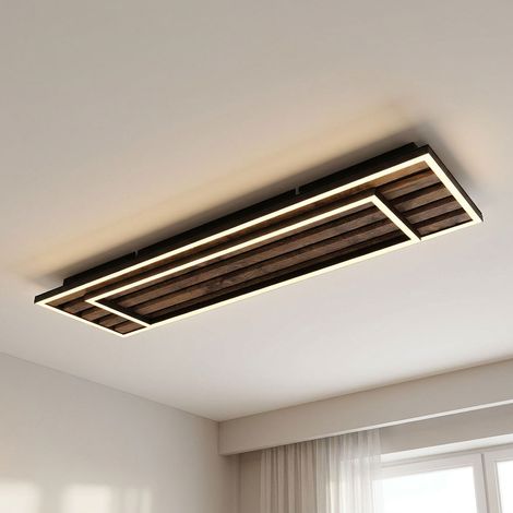 Deckenlampe Deckenleuchte Panel Holzlampe Wohnzimmerlampe 2 Stufen LED L 80 cm