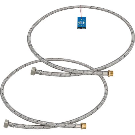 KOTARBAU® Lot de 2 Flexible Robinet 1/2" x 3/8" - Flexible Eau - Tuyau Robinet 150 cm - Mâle x Femelle - Rallonge Robinet Cuisine Flexible - Acier Inoxydable - Tuyau Flexible Plomberie (1/4)
