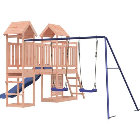 Aire de jeux d'extérieur balançoires toboggan portiques robuste jeux jardin 505 x 332 x 214 cm bois massif de douglas (1/5)