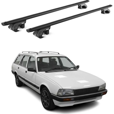 OMAC Dachträger Aluminium TÜV geprüft für Peugeot 505 Kombi 1979-1992 – Für Standard Dachreling – T Nut – Max 90 kg – 2 Schlösser Schwarz (1/5)