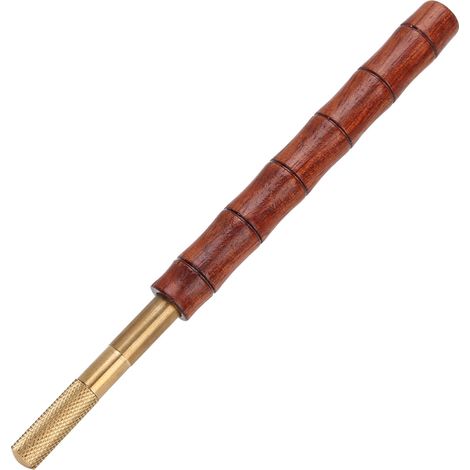 Stylo à huile à manche en bois, applicateur de teinture à rouleau à bord en laiton, outil pour le bricolage en cuir (1/5)