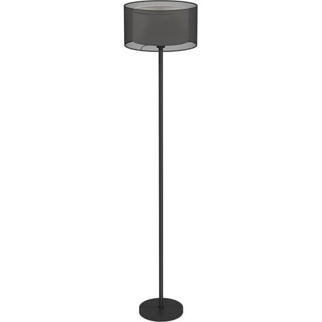 Lampada da terra nera in metallo con paralume in tessuto E27, 152,5 cm (1/5)