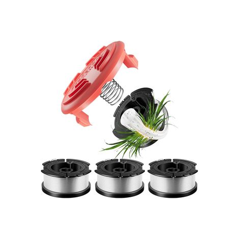 Lot de 2 Bobines de Fil Nylon pour BLACK+DECKER – Remplacement AF-100-3ZP – Tête de Coupe Automatique avec Capot (B4+1+1, Noir)