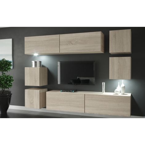 Ensemble meuble TV LIMA N65 218 cm en plusieurs couleurs - Couleur: Chêne Sonoma