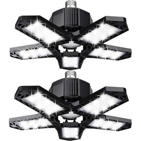 Green Mobility-Lot de LED de garage - 120 W - 12000 lm - Lampe d'atelier - Plafonniers déformables - Panneaux E26/E27 -2 lampes (1/5)
