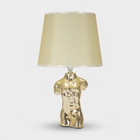 Lámpara de mesita de noche de cerámica con pantalla Glam Man (1/5)