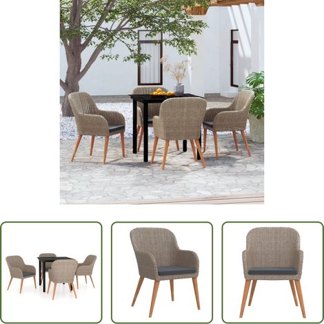 vidaXL Juego de comedor de jardín 5 piezas con cojines marrón (1/5)