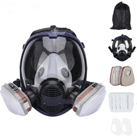 Masque Respiratoire Intégral Avec Filtres, Masque Anti Poussière En Aérosol De Peinture Réutilisable, Idéal Pour Polissage,Soudure,La Peinture En Aéro