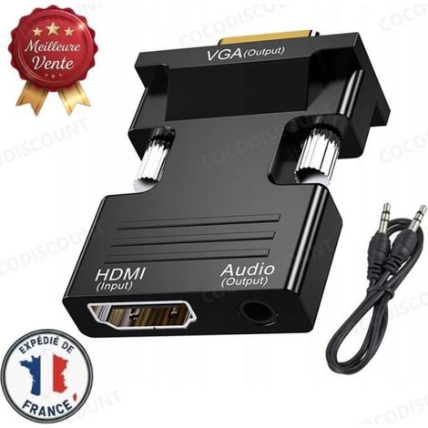 Convertisseur HDMI Vers VGA - Résolution 1080P - Avec Câble Audio Jack 3,5 mm - Pour Moniteur Projecteur PC - 1 Pièce (1/5)