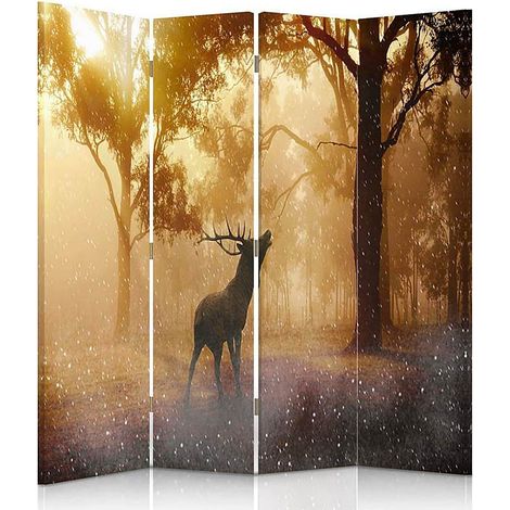 Paravent Décoratif le Rut du Cerf pour Sublimer l'Espace - 145 x 180 cm - 1 face déco, 1 face noir (1/5)