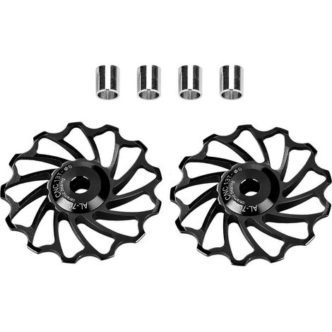 Paire de roulettes de guidage MEIJUN en céramique pour vélo, galet de renvoi de dérailleur arrière 13T, noir. (1/5)